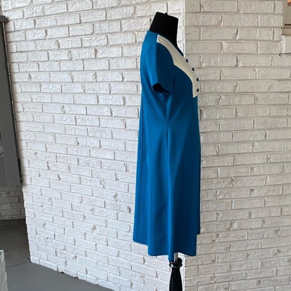 Vintage 60s 70s Turquoise Babydoll Mod Aline Dress - Picture 3 of 9